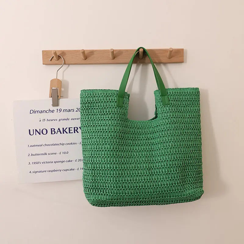 New One-shoulder Straw Simple Large Capacity Beach Bag Angel Wishes