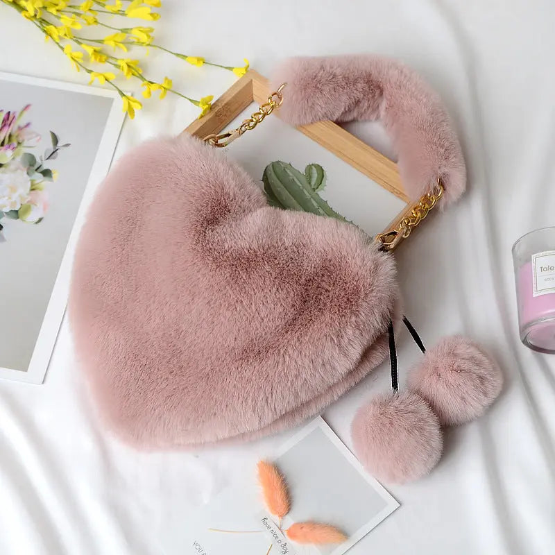 Heart-shaped Plush Handbag Angel Wishes