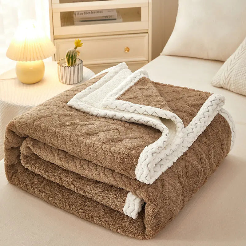 Blanket Double Thickened Warm Coral Fleece Sofa Blanket Angel Wishes