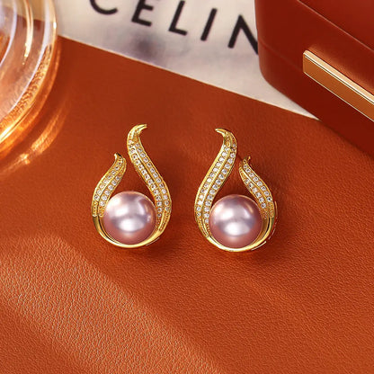Glass Pearl Stud Earrings High-end Fashion Exquisite Angel Wishes