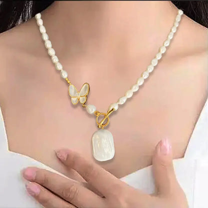 Simple And Niche Design Butterfly Pearl Necklace Angel Wishes
