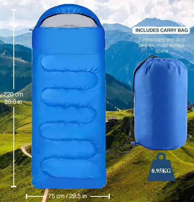 4 SEASON SINGLE SLEEPING BAGS CAMPING RECTANGULAR ENVELOPE ZIP UP KIDSUK Angel Wishes