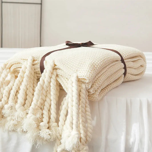 Tassel Knitted Blanket Angel Wishes
