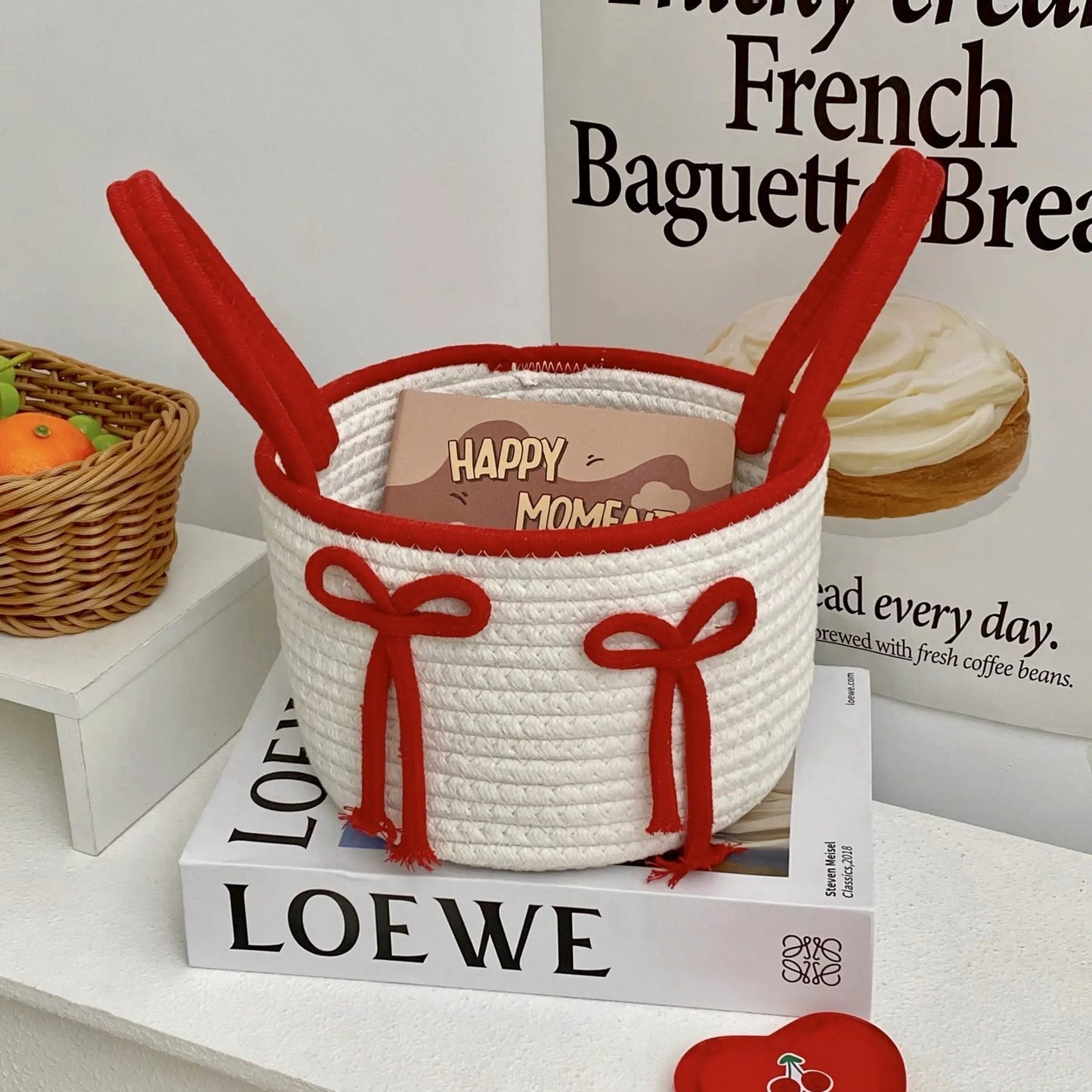 Cute Cotton Thread Woven Storage Basket Angel Wishes