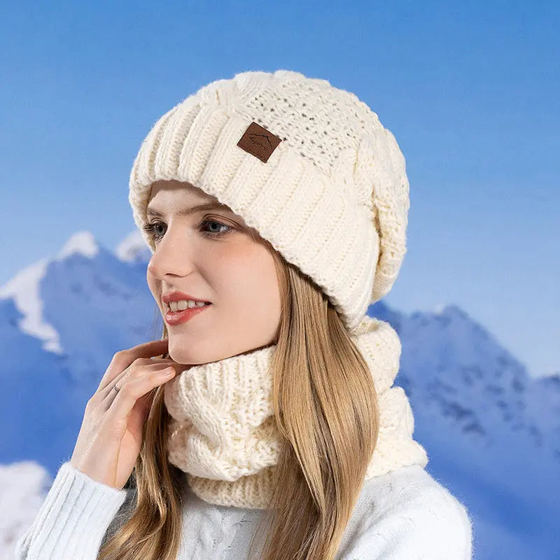 Women's Hat Scarf Set Outdoor Cold-proof Warm Knitted Hat Earmuffs Angel Wishes