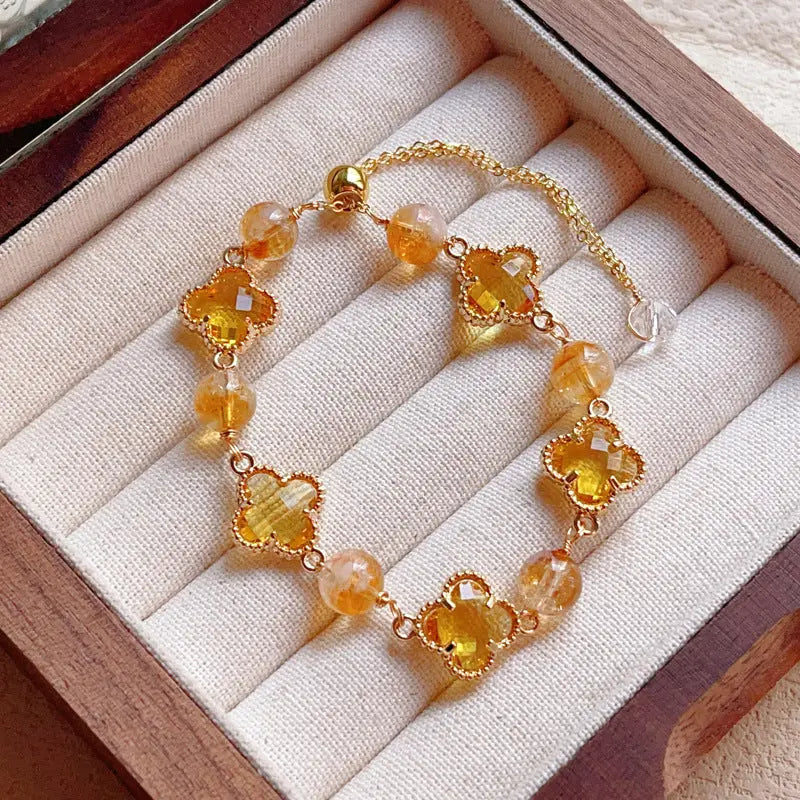 Natural Amethyst Citrine Alloy Bracelet Angel Wishes