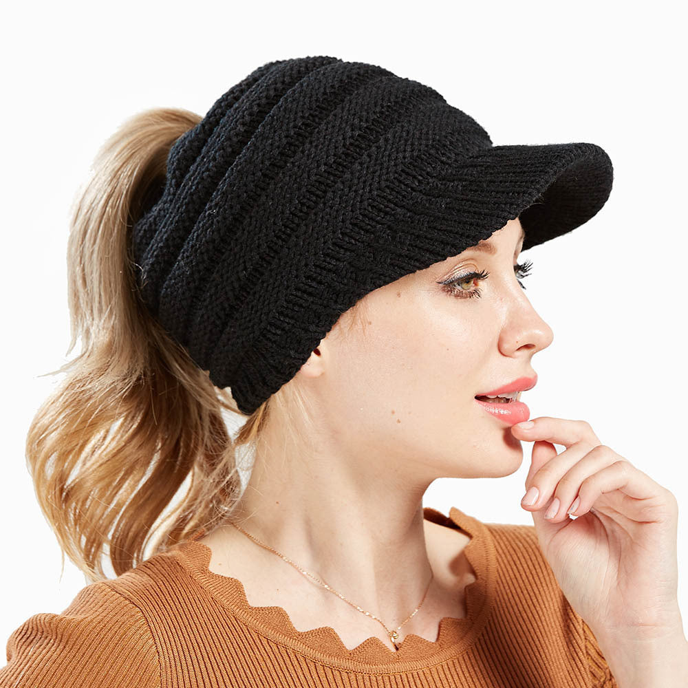 Women Soft Knitted Ponytail Beanies Angel Wishes