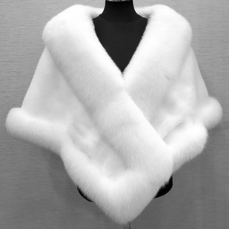 Imitated Mink Fox Fur Cape Coat Plus-sized Dress Shawl Angel Wishes