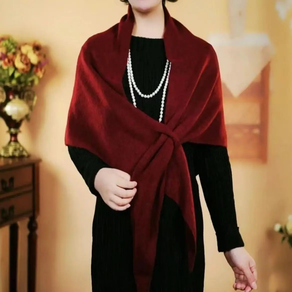Wool Knitted Triangle Shawl Fashionable Warm Scarf Angel Wishes
