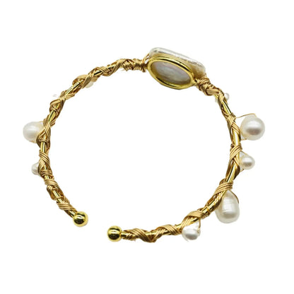 Natural Freshwater Pearl Handmade Wire-wrapped Bracelet Angel Wishes