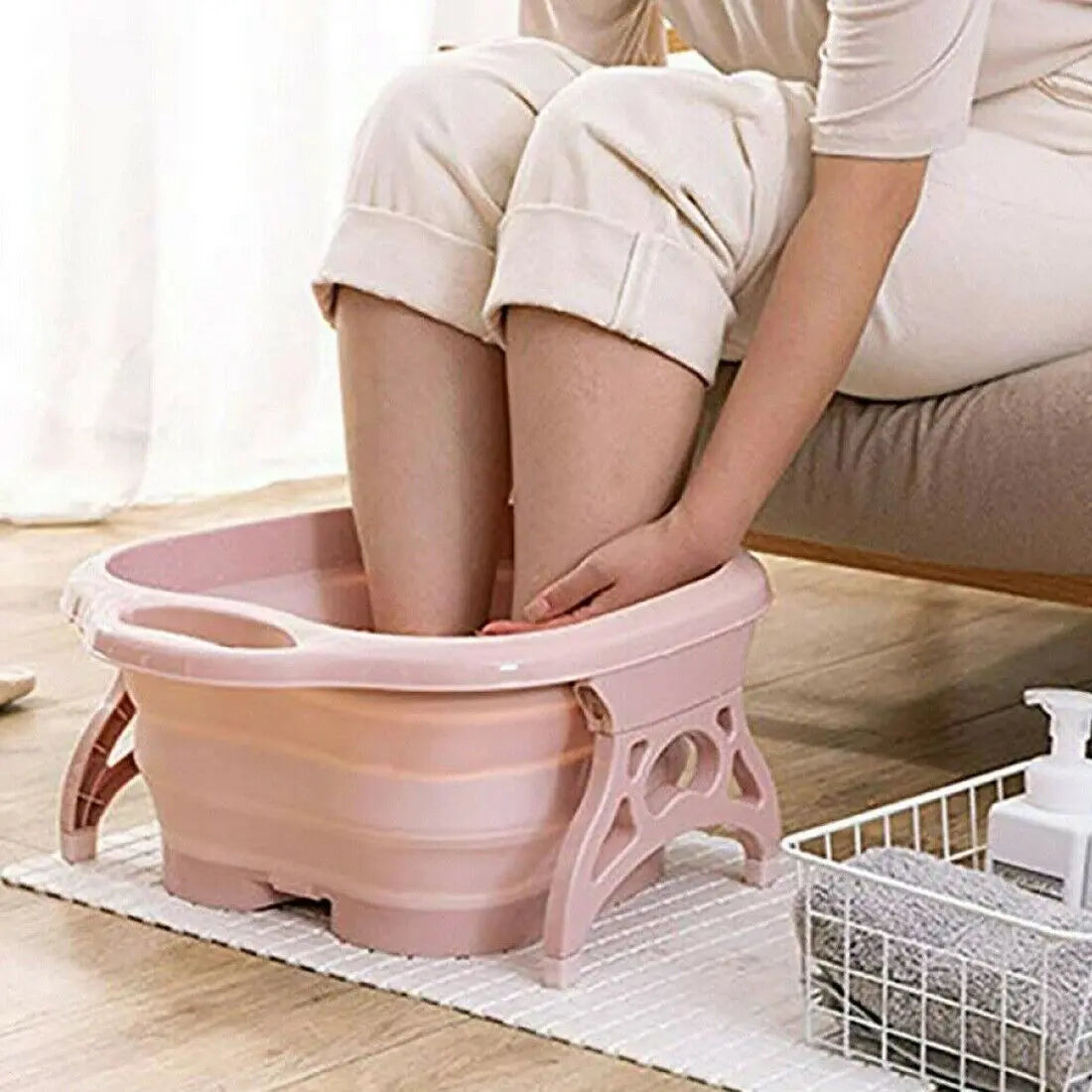 Foot Spa Pedicure Wet Bath Bubble Massage Bucket Feet Therapy Soothing Folding Angel Wishes