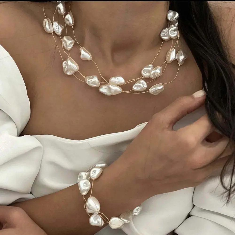 Versatile Baroque Pearl Necklace Bracelet For Women Angel Wishes