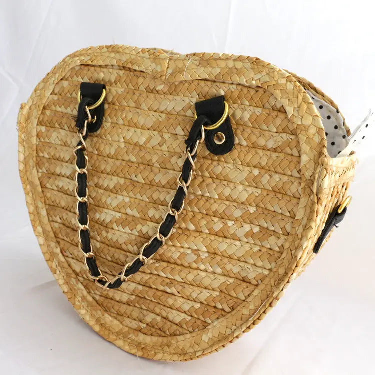 Simple And Fashionable One-shoulder Diagonal Bag Beach Vacation Straw Angel Wishes