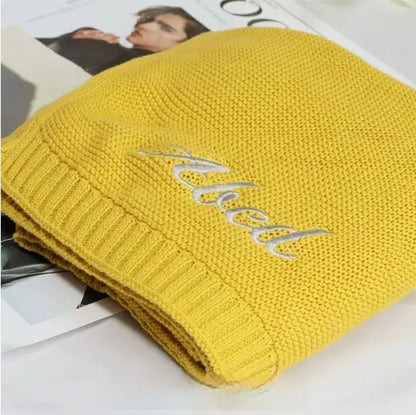 Personalized Knitted Cotton Baby Blanket Angel Wishes