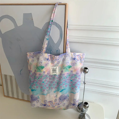 Floral Canvas Tote Bag Angel Wishes