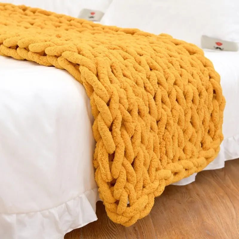Handmade Coarse Yarn Woven Chenille Blanket Angel Wishes