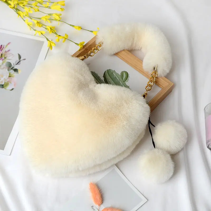 Heart-shaped Plush Handbag Angel Wishes