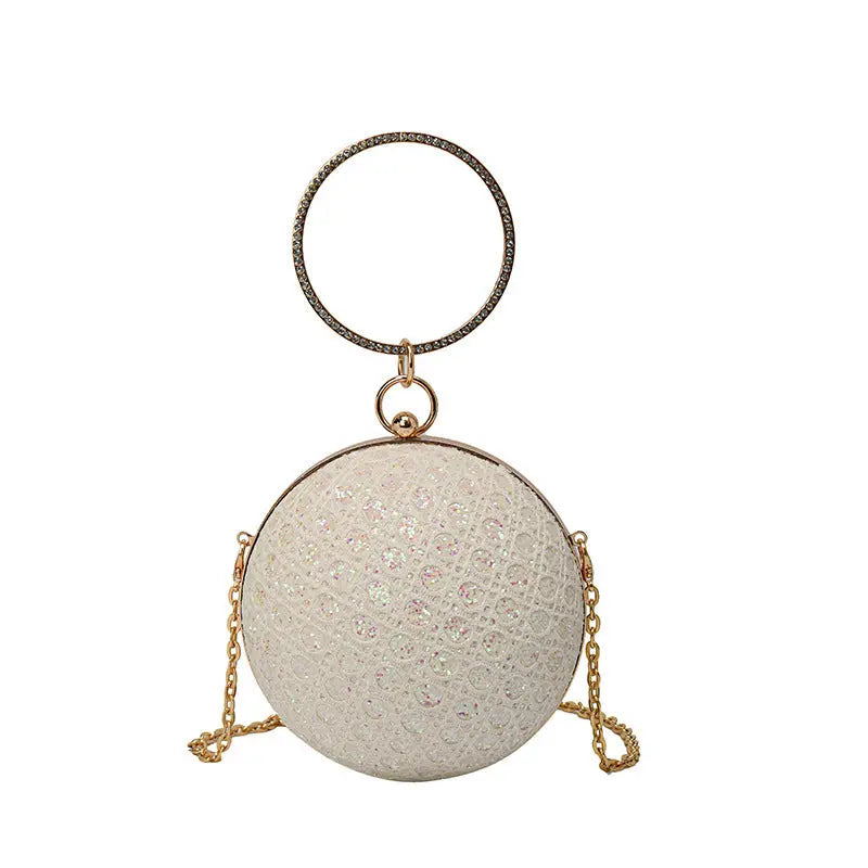 Diamond Retro Shoulder Bag Women's Crossbody Chain Ball Small Round Bag Angel Wishes