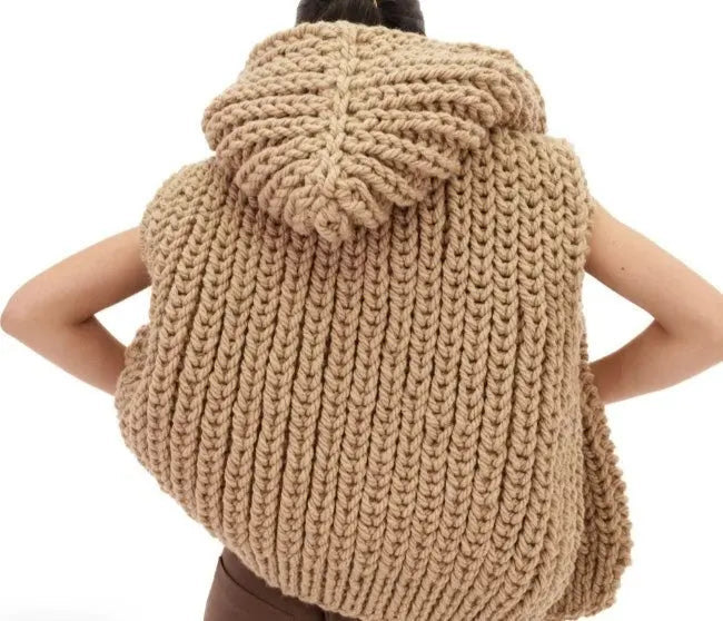 Hooded Thick Woven Cardigan Angel Wishes
