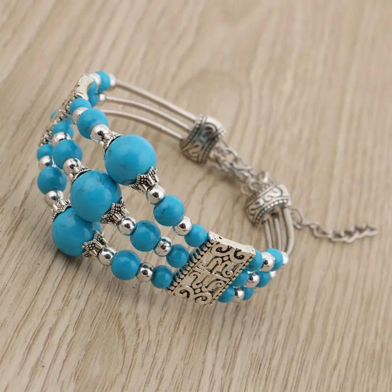 Wide Beads Bangle Turquoise Bracelet Angel Wishes
