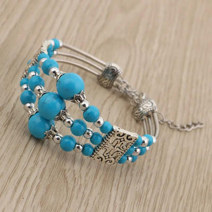Wide Beads Bangle Turquoise Bracelet Angel Wishes