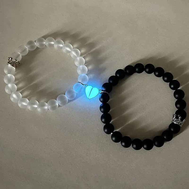 2pcs Handmade Luminou Beaded Charms Bracelet Angel Wishes