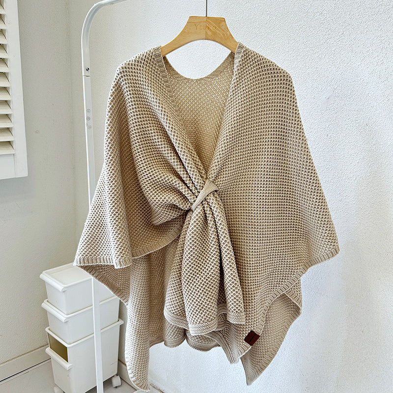Knitted Cashmere Shawl With Buckle