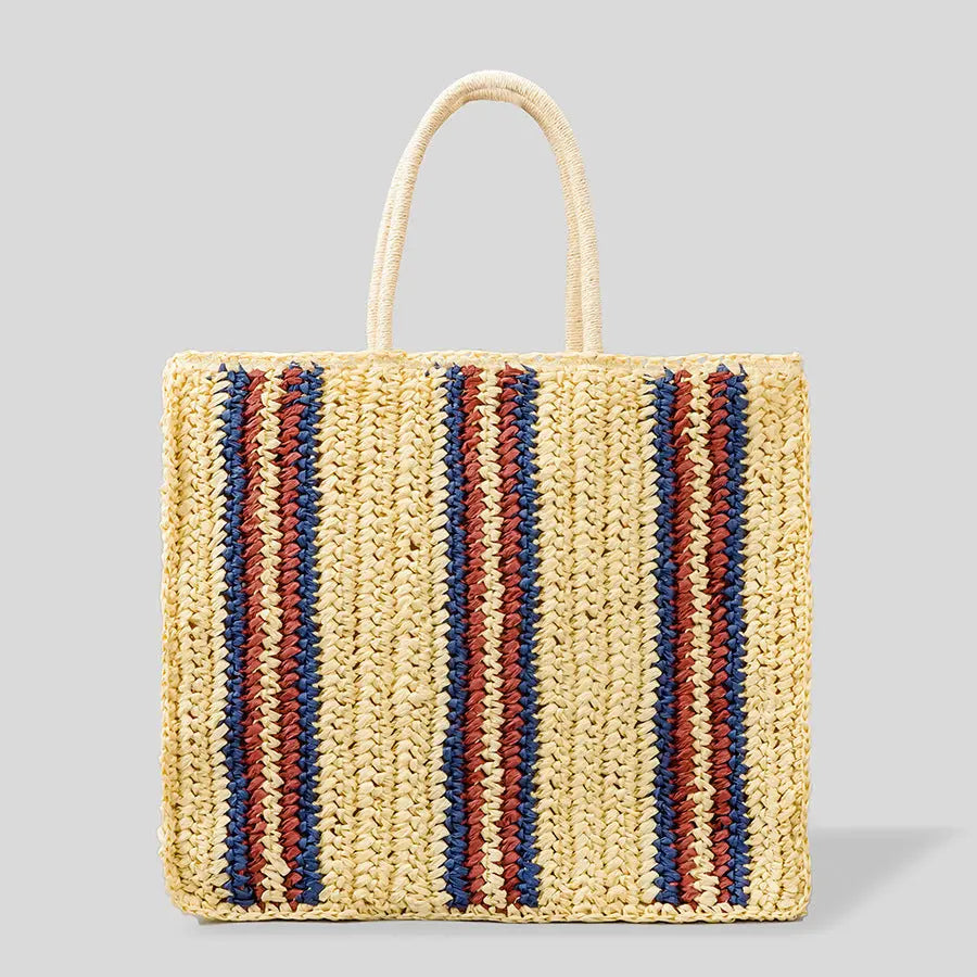New Striped Large-capacity Straw Bag Fashionable Personality Angel Wishes