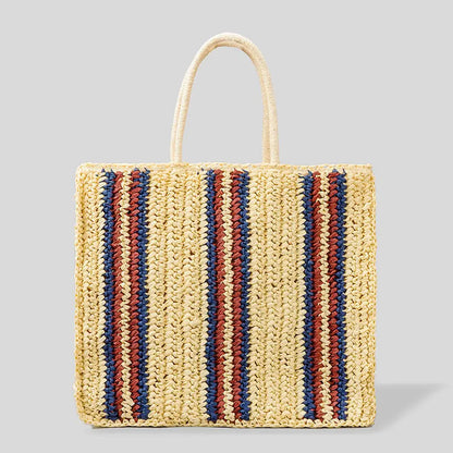 New Striped Large-capacity Straw Bag Fashionable Personality Angel Wishes