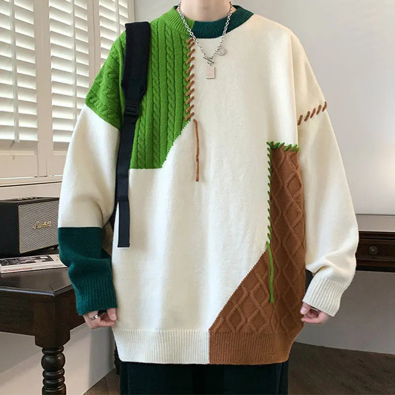 Men's Colour block Pullover Sweater Angel Wishes