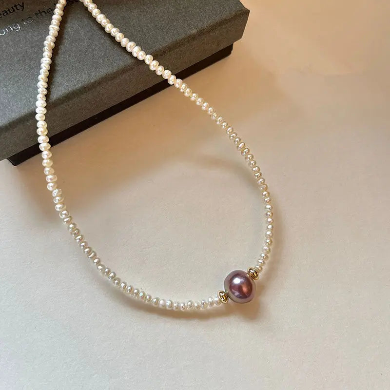 Small Particle Shaped Freshwater Pearl Necklace Women's Fashion Angel Wishes