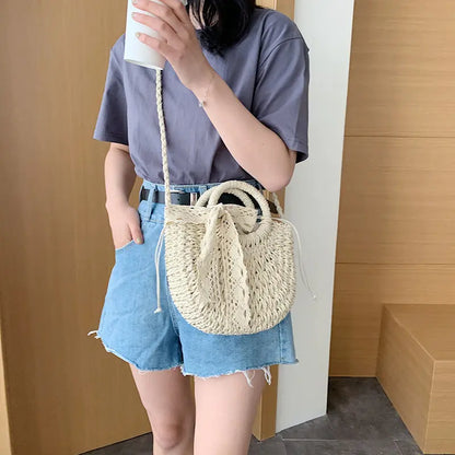 Small bag female new wild net red woven bag western style lace ribbon straw bag handbag summer Angel Wishes