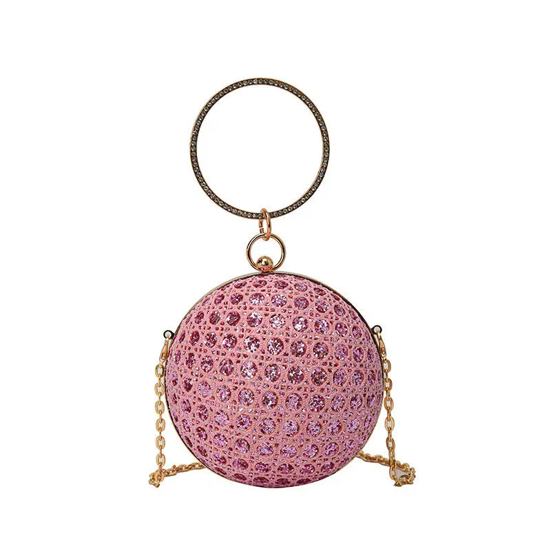 Diamond Retro Shoulder Bag Women's Crossbody Chain Ball Small Round Bag Angel Wishes