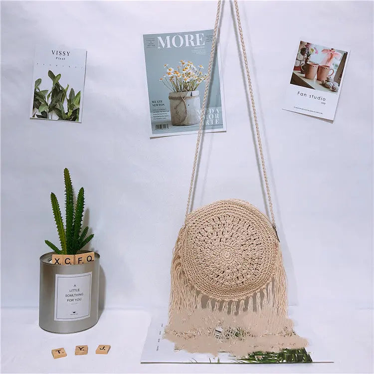 Round Tassel Cotton Bag Angel Wishes