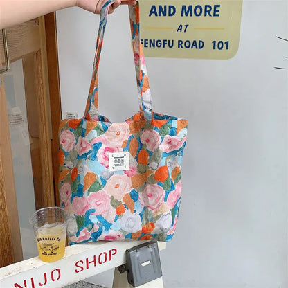 Floral Canvas Tote Bag Angel Wishes