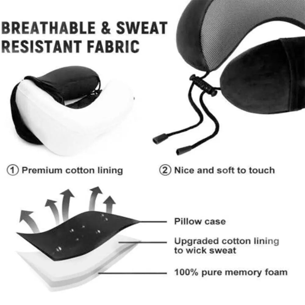 Memory Foam Travel Pillow Neck Support Cushion Without Carry Bag Ear Plugs Mask Angel Wishes