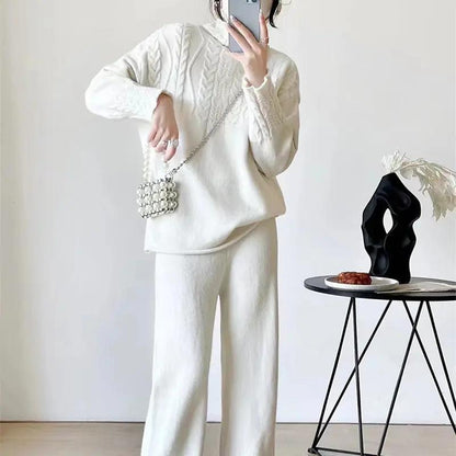 Sweater And Wide Leg Trousers Two-piece Angel Wishes