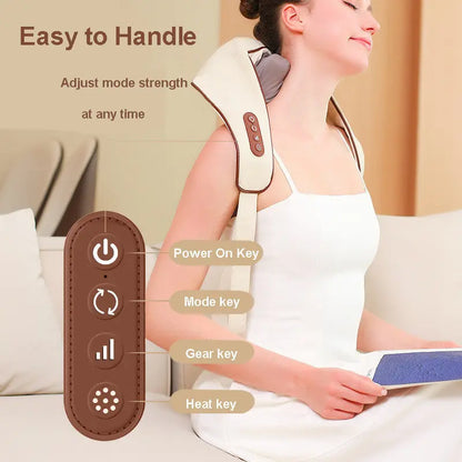 Electric Shoulder Back Neck Massager Shiatsu Body With Heat Kneading 2 Models UK Angel Wishes