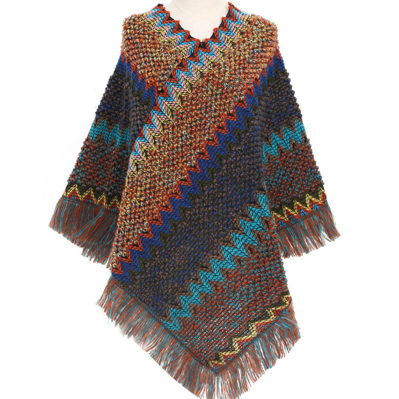 Colorful Ethnic Style Pullover Cloak Women Angel Wishes