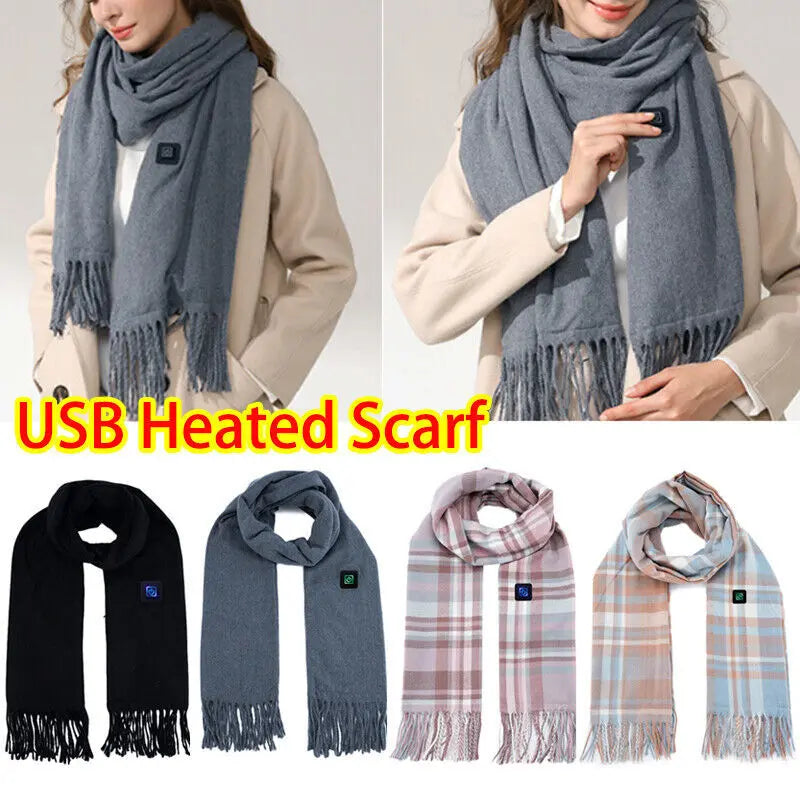 Smart Electric Heated Scarf Winter Neck Warmer Shawl USB Man Woman Designer HS Angel Wishes