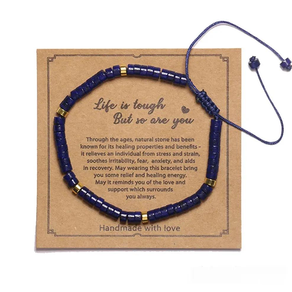 Lapis Spacer Beads Woven Bracelet Angel Wishes