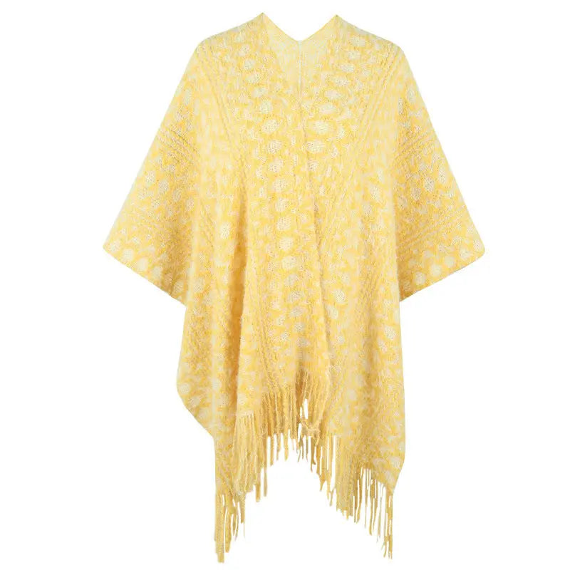 Polyester Yarn Crocheted Hollow Knitted Tassel Cape And Shawl Sweater Women's Cardigan Angel Wishes