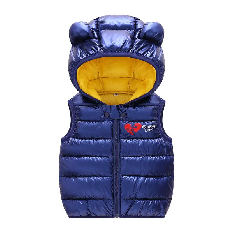 Children Warm Down Vest Autumn Baby Boys Girls Sleeveless Waistcoat Kids Outerwear Vests Children Hooded Jackets Angel Wishes