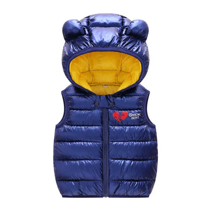 Children Warm Down Vest Autumn Baby Boys Girls Sleeveless Waistcoat Kids Outerwear Vests Children Hooded Jackets Angel Wishes