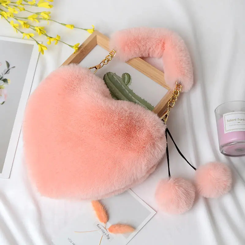 Heart-shaped Plush Handbag Angel Wishes