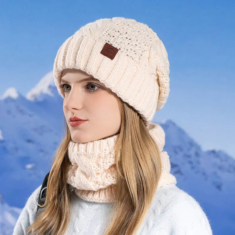 Women's Hat Scarf Set Outdoor Cold-proof Warm Knitted Hat Earmuffs Angel Wishes