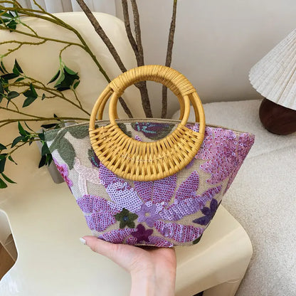 Sequin Straw High-grade Sense Niche Embroidered Bag Angel Wishes