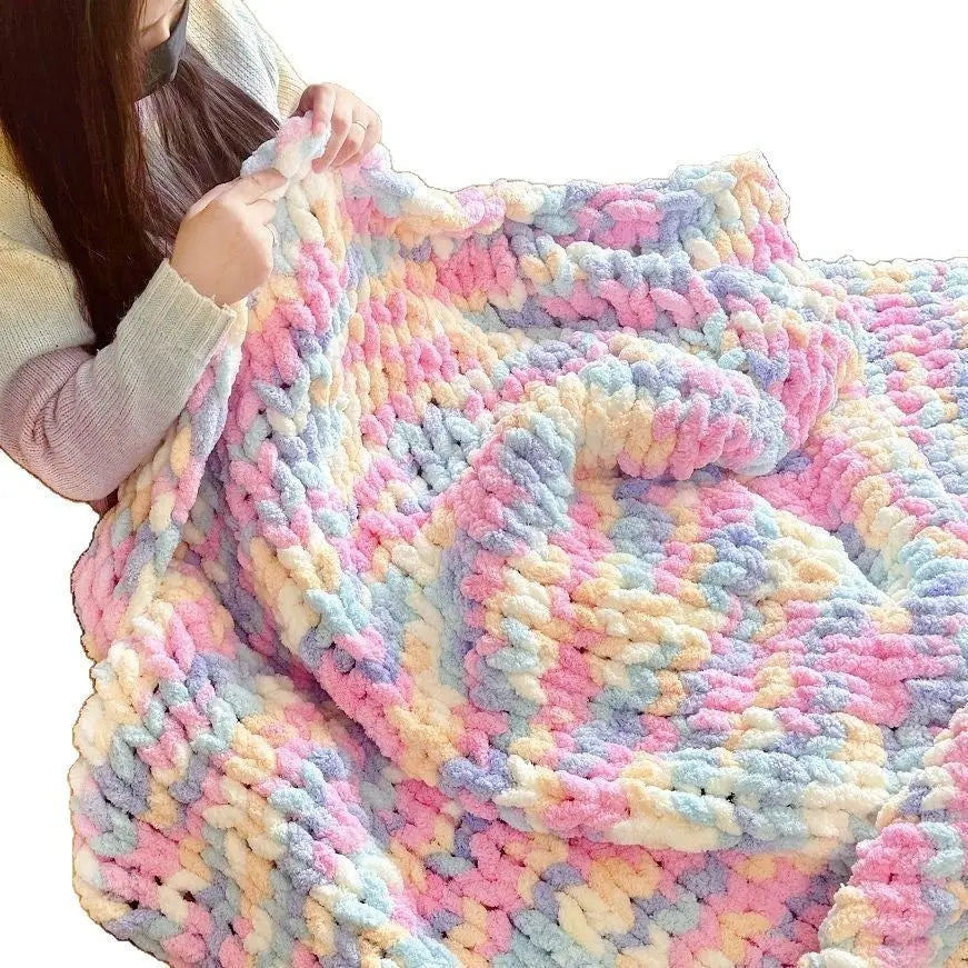 Coarse Yarn Chenille Knitted Blanket Angel Wishes