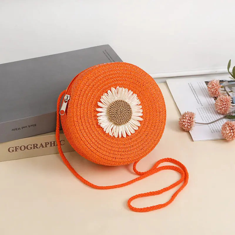 Pastoral Style Raffia Bag Woven Mobile Phone Bag Crossbody Angel Wishes