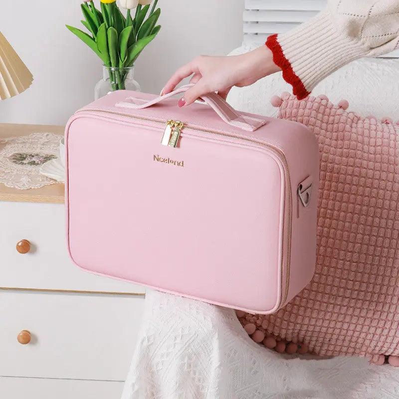 Smart LED Cosmetic Case With Mirror Cosmetic Bag Large Capacity Fashion Portable Storage Bag Travel Makeup Bags Angel Wishes